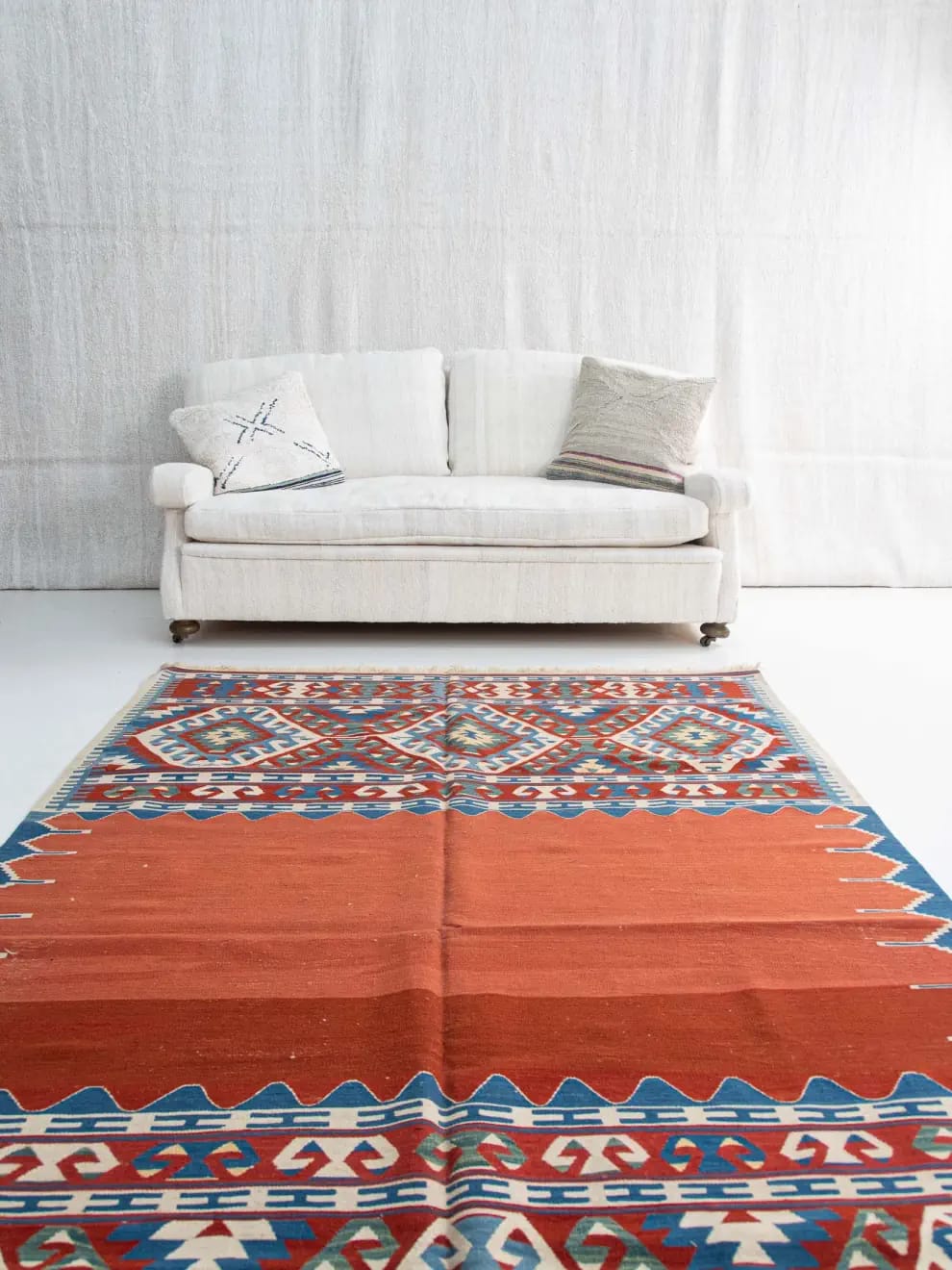 4 x 5 ft Anatolian Handmade Kilim. Wool Kilim. Living Room Kilim. orders Turkish Kilim. Authentic Kilim. Blue Kilim./ A0024