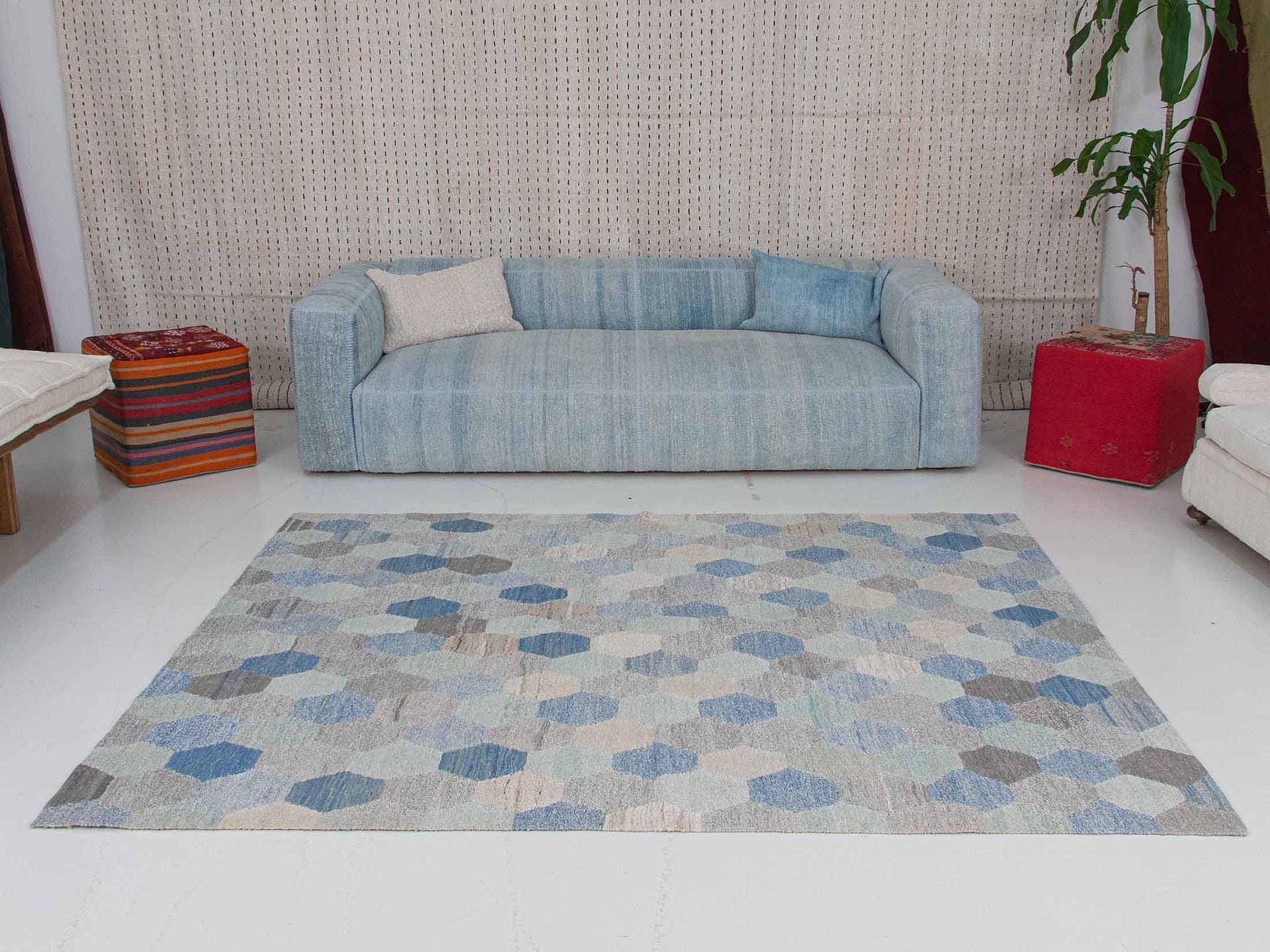 Stylish carpet in pastel colors Handmade rug Knitted 2024 yarn